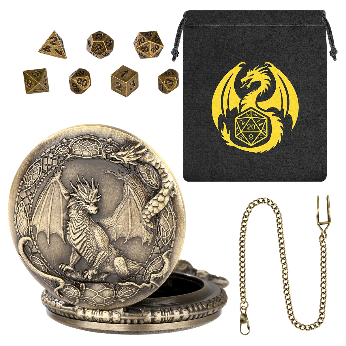 Dice Set Polyhedral - Bronze 7pcs Mini Polyhedral Dice Set