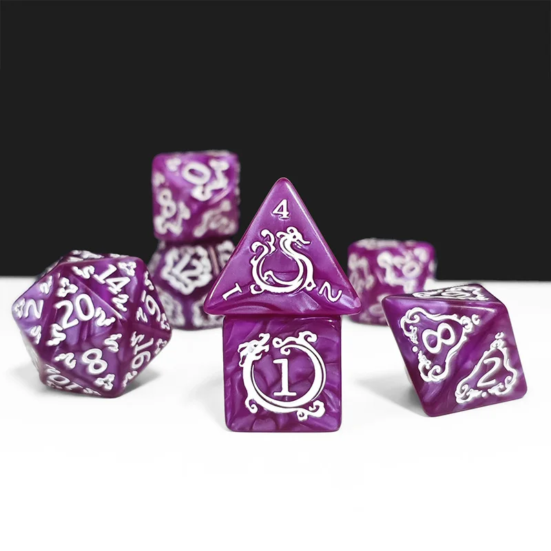 7Pcs Set DND Dice Dragon Patte - Dice Set Polyhedral 评论和价格