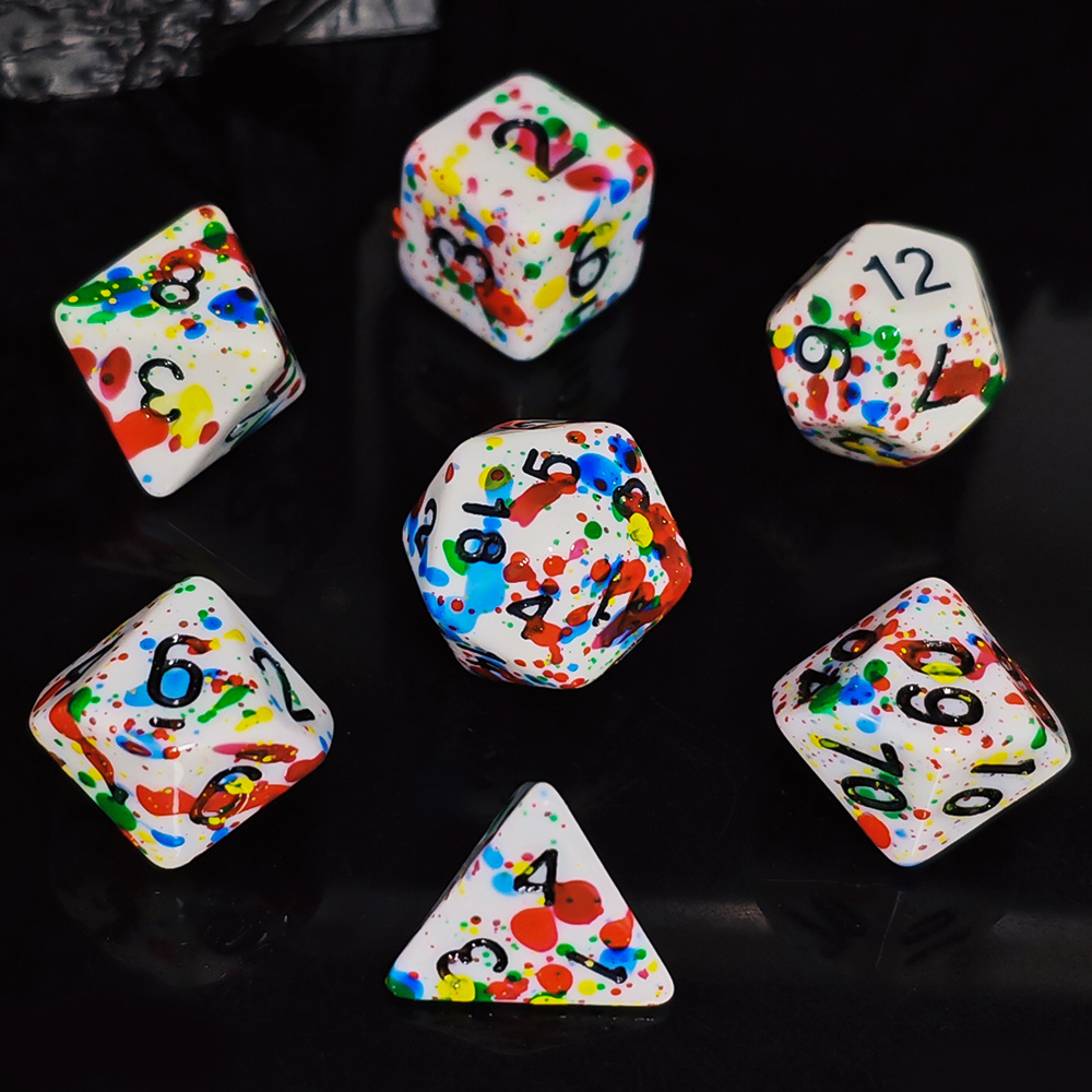 Paint Splatter Dice Set - 7PCS - Dice Set Polyhedral 评论和价格