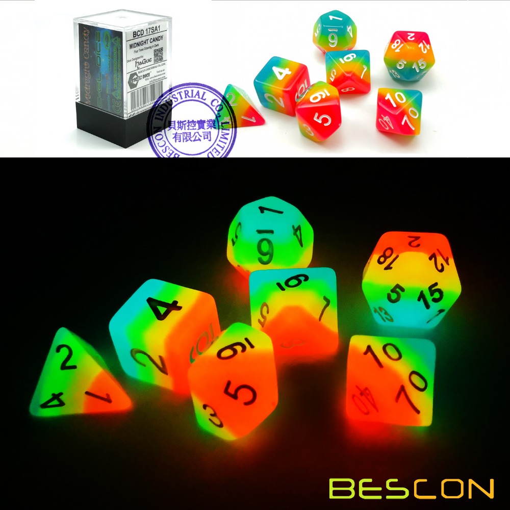 Bescon Fantasy Rainbow Glowing - Dice Set Polyhedral 评论和价格