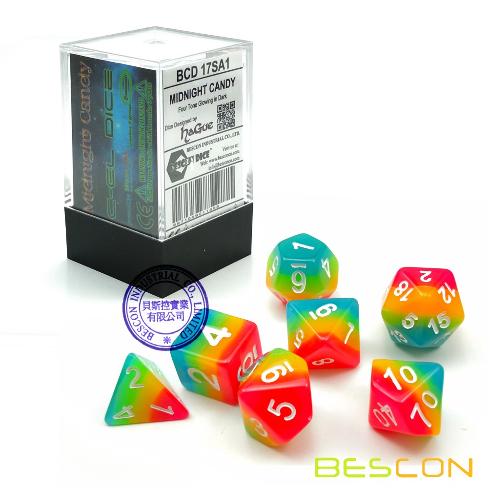 Bescon Fantasy Rainbow Glowing - Dice Set Polyhedral 评论和价格