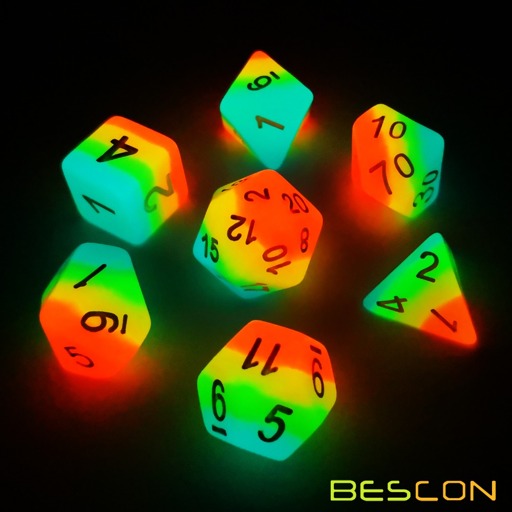 Bescon Fantasy Rainbow Glowing - Dice Set Polyhedral 评论和价格