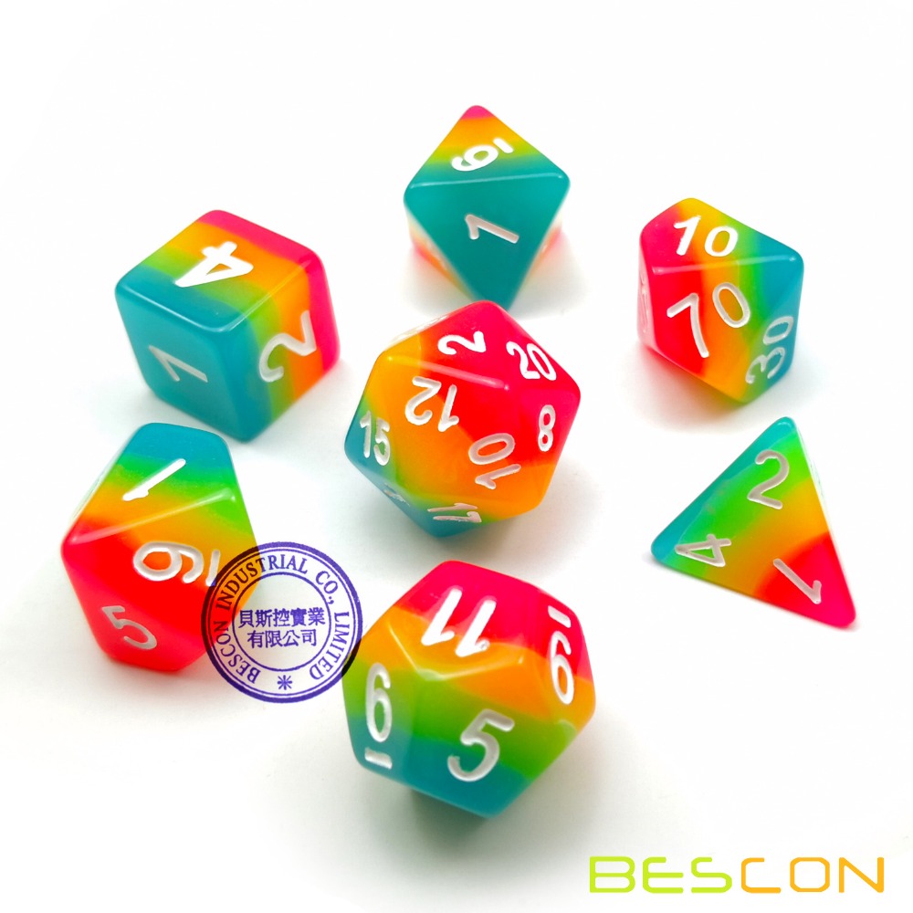 Bescon Fantasy Rainbow Glowing - Dice Set Polyhedral 评论和价格