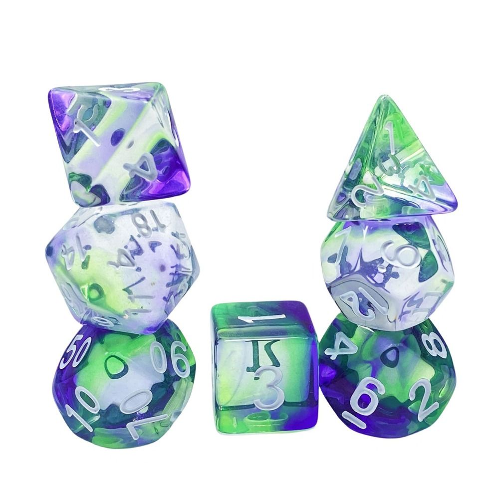 7PCS Digital Dice Set Transpar - Dice Set Polyhedral 评论和价格