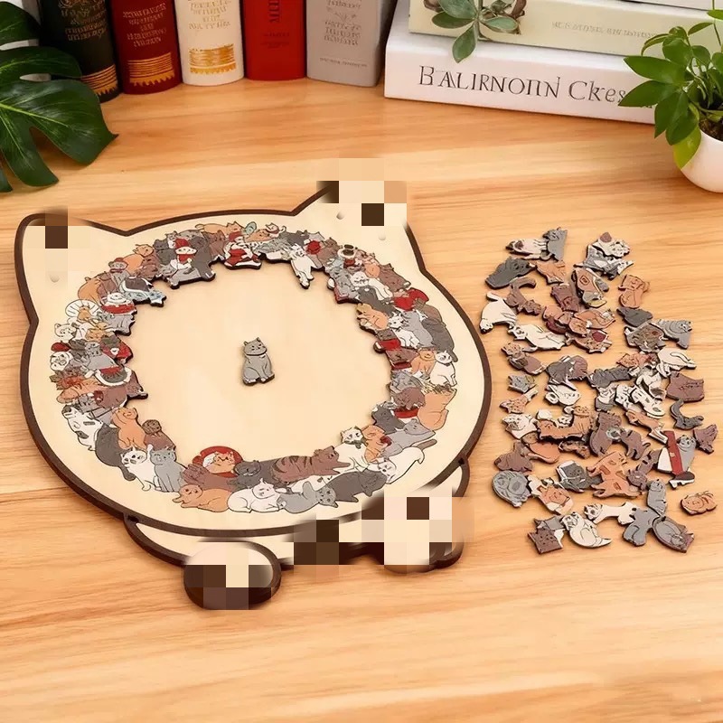 Irregular Cat Shape Wooden Puz - Board Game Festival 评论和价格