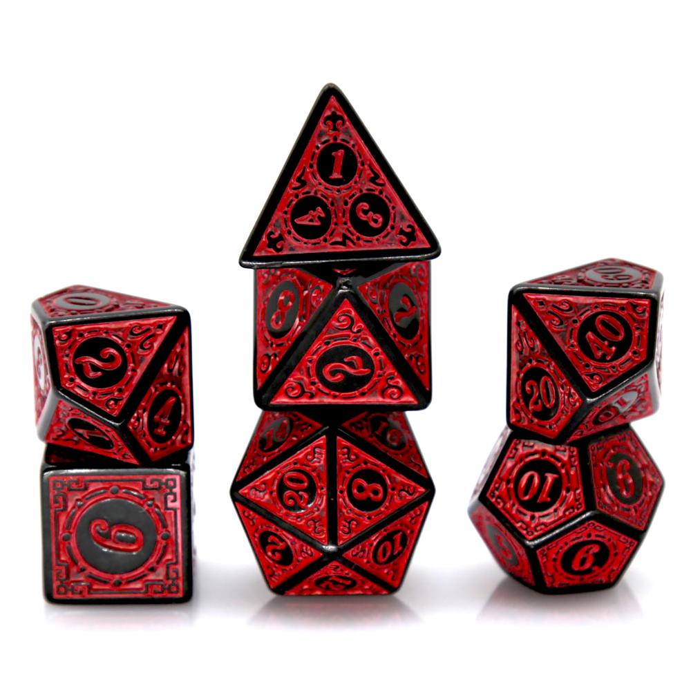 7Pcs Black Red Acrylic Polyhed - Dice Set Polyhedral 评论和价格
