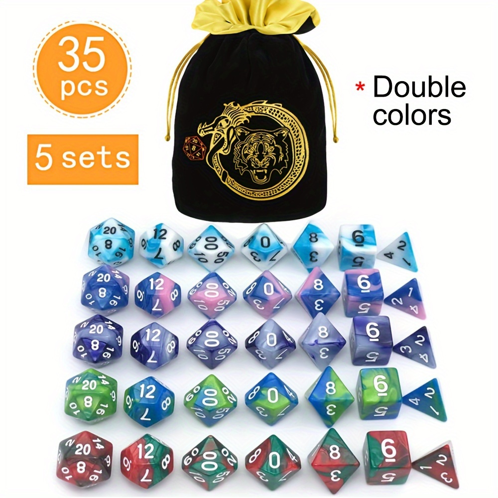 DND 5 Sets 35 Pcs Polyhedral D - Dice Set Polyhedral 评论和价格