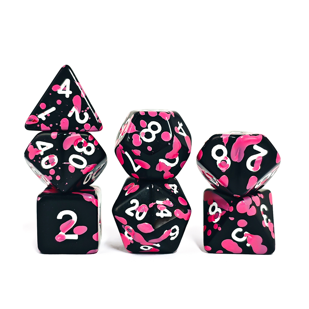Polyhedral Pink Splatter Acryl - Dice Set Polyhedral 评论和价格