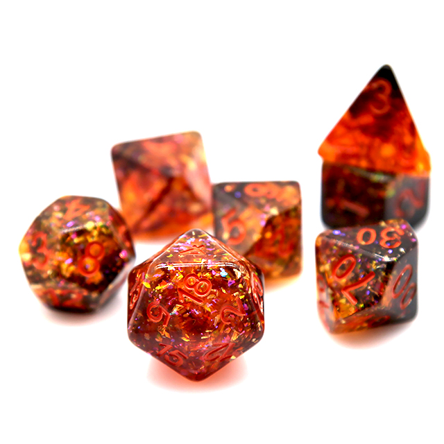 Fire Orange Confetti Resin Pol - Dice Set Polyhedral 评论和价格